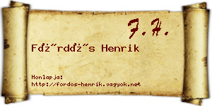 Fördős Henrik névjegykártya