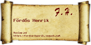 Fördős Henrik névjegykártya